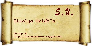 Sikolya Uriás névjegykártya
